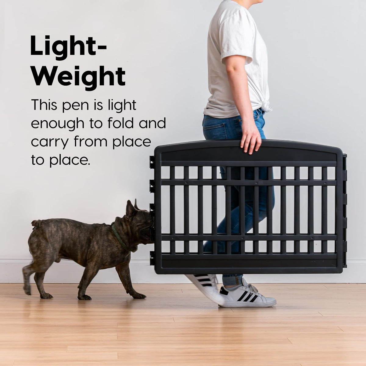 IRIS USA Corral de Ejercicio de 6 Paneles de 61 cm con Puerta, , Mantiene a las Mascotas Seguras, Fácil de Montar y Almacenar, Personalizable, con Patas de Goma Antideslizantes, Negro