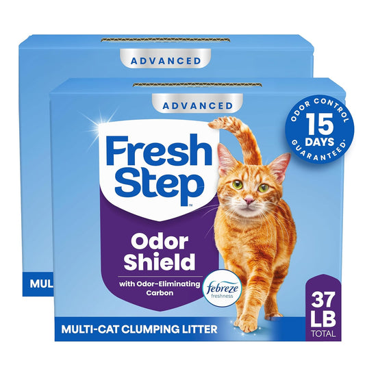 Fresh Step Advanced Multi-Cat Clumping Cat Litter con control de olores, 37 lb (16.8 kg) en total (2 packs de 18.5 lb)