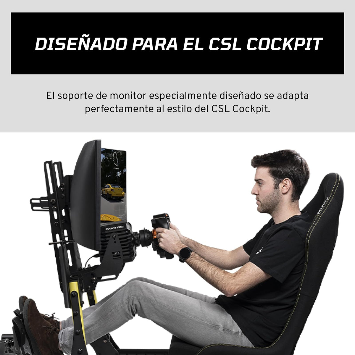Fanatec Sim Racing CSL Cockpit Soporte para Monitor – Estable y Seguro, Diseñado para el CSL Cockpit, Soporte para Amplia Gama de Monitores, Totalmente Ajustable - Negro