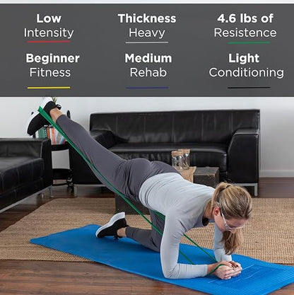 THERABAND Juego de bandas de resistencia sin látex para ejercicio superior e inferior del cuerpo, entrenamiento de fuerza, terapia física, pilates, rehabilitación, amarillo, rojo y verde, principiante