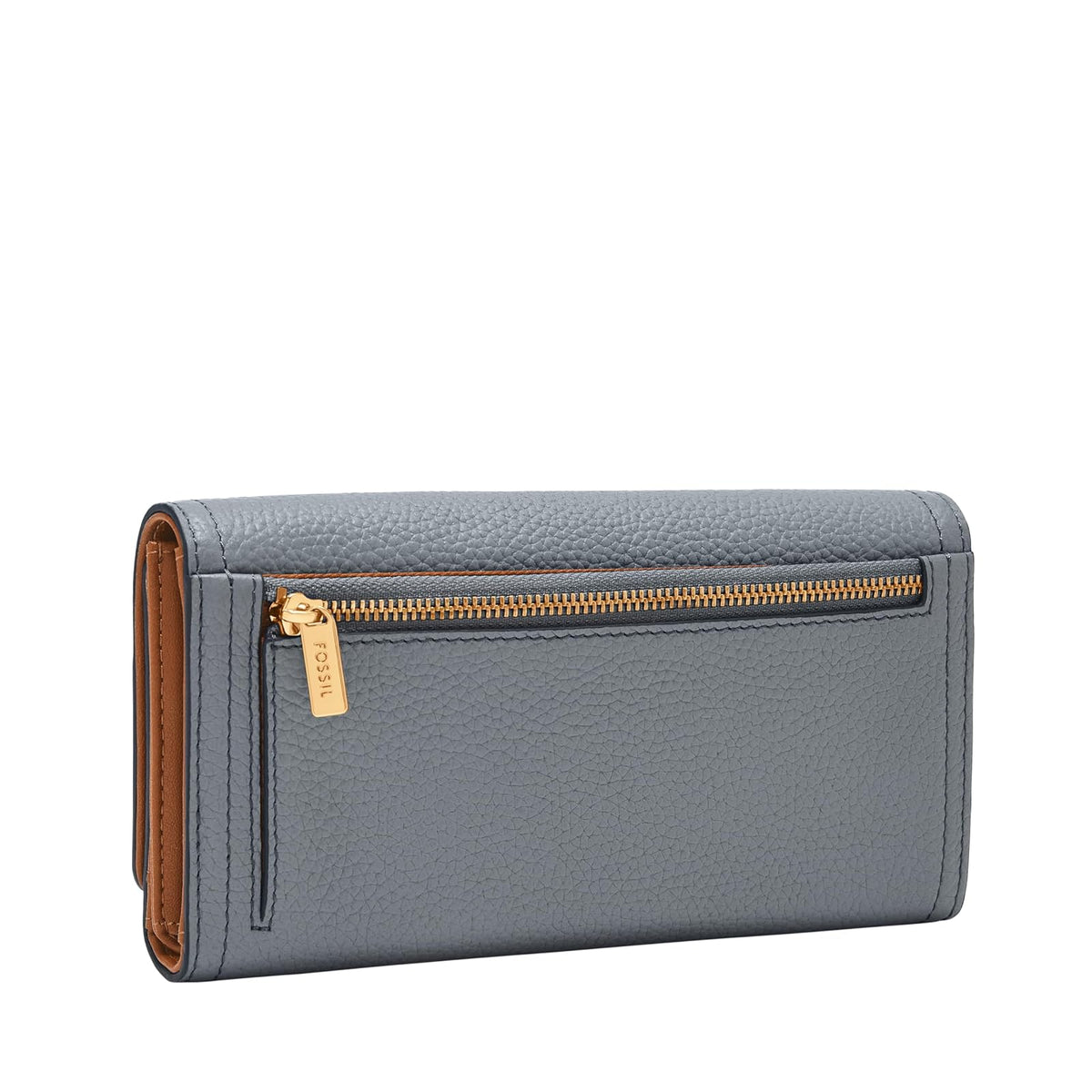 Cartera de mano con solapa Fossil Logan de piel en color azul para mujer