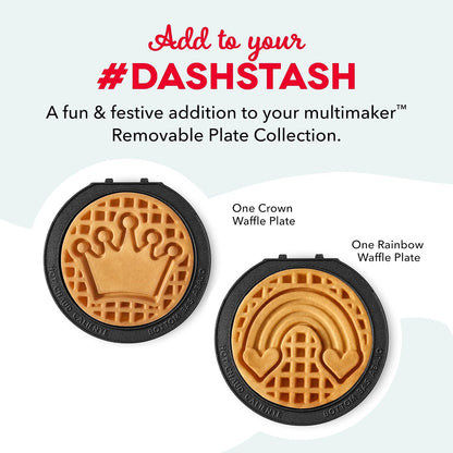 DASH Multimaker Mini System Dos placas de cerámica antiadherentes extraíbles de 4 pulgadas (corona y arco iris) – Paquete de 2 placas compatibles con Dash MultiMaker Mini System, superficie