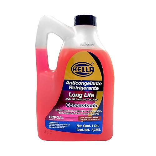 HELLA 358274061 HCPGAL Anticongelante Automotriz Long Life Rosa 3.78L Premezclado 33% Protección Anticorrosiva 5 Años o 240000km