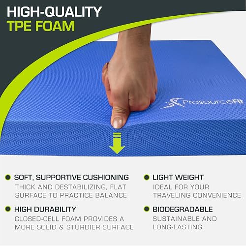ProsourceFit - Almohadilla de equilibrio y ejercicio: alfombrilla grande de espuma antideslizante y acolchada y rodillera para hacer ejercicio, entrenamiento de estabilidad, fisioterapia y yoga, 39 x 48 cm