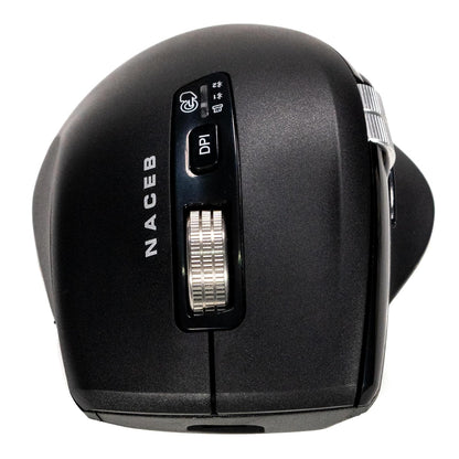 Naceb Technology Mouse Inalámbrico Doble Scroll - Bluetooth y 2.4GHz - Ergonómico con Rueda Lateral y Botón dpi - NA-0133