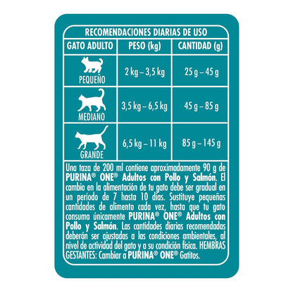 Purina One Gato Adulto Todos los Tamaños Sabor Carne y Salmón 2Kg