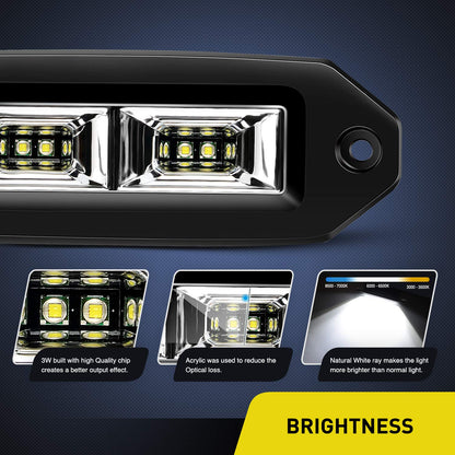 Nilight 14042F-B 2 Unidades 40W Montaje Empotrado Barra Luz LED Trabajo Inundación Luces Conducción Respaldo Todoterreno Lámpara Antiniebla Blanco para Jeep Parachoques ATV UTV SUV Camión Barco