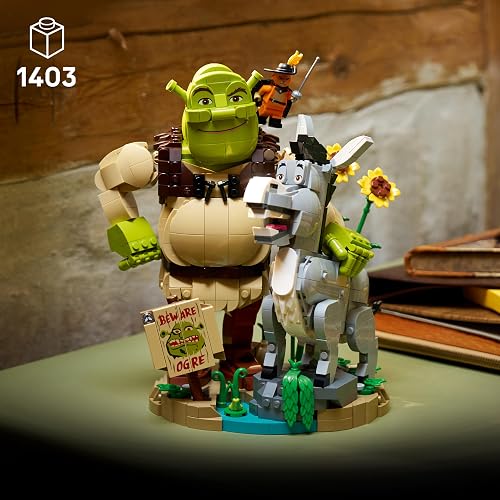 LEGO Shrek: Shrek, Burro y Gato con Botas – Kit de Construcción – Recuerdo de la Película con 3 Figuras – Set Nostálgico – Idea de Regalo para Mayores de 18 Años – 72423