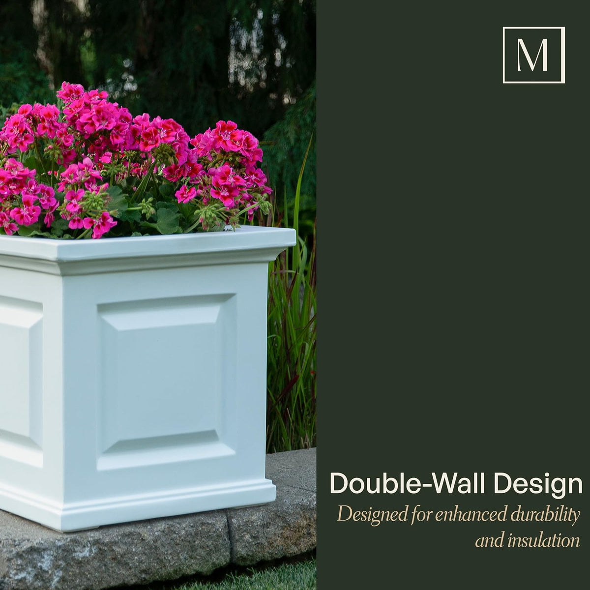 Mayne Nantucket - Maceta Cuadrada de 20 Pulgadas, autonegable, Resistente a la Intemperie para Flores, diseño Duradero al Aire última intervensión para Patio, Porche o Entrada