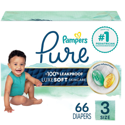 Pampers Pure Protection Pañal Desechable Talla 4, 58 Piezas - Talla 3 (66 Unidad)