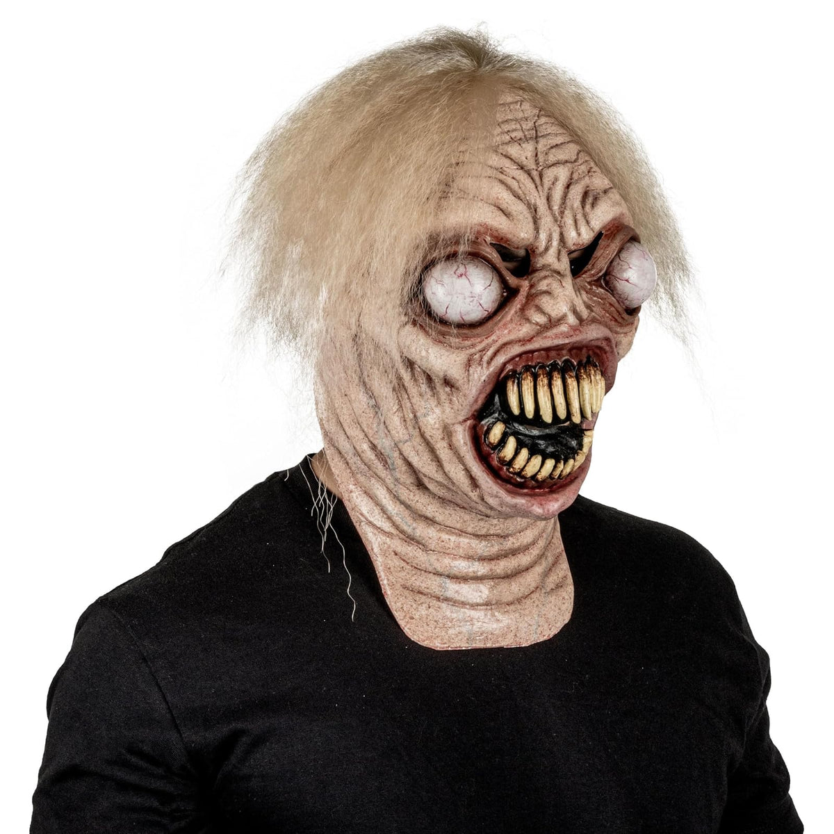 REV Máscara de Látex Alien Creepy con Cuello | Máscara Realista de Extraterrestre Talla Mediana para Halloween, Cosplay y Fiestas de Terror
