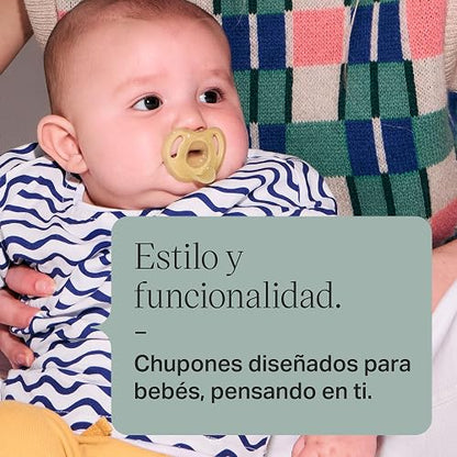Tommee Tippee Chupón Ultra-Light, 6-18 Meses, Silicona, Paquete de 4 | Diseño Simétrico de Una Pieza, Chupón Libre de BPA, Azul/Verde/Amarillo