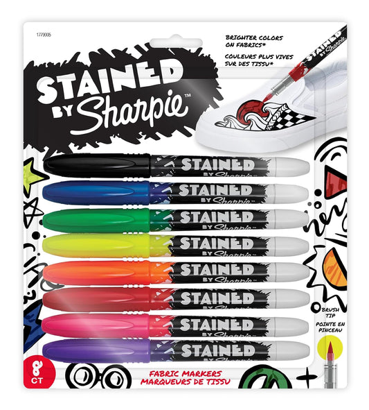 Sharpie Stained Permanent Fabric Marker, Assorted, 8-Pack (SAN1779005)