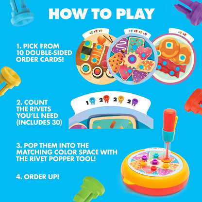 Educational Insights Design & Drill Rivet Pop Cafe – Juguetes Stem de Motor Fino, Juguetes de Aprendizaje Montessori, Juguetes Educativos para Niños 3+