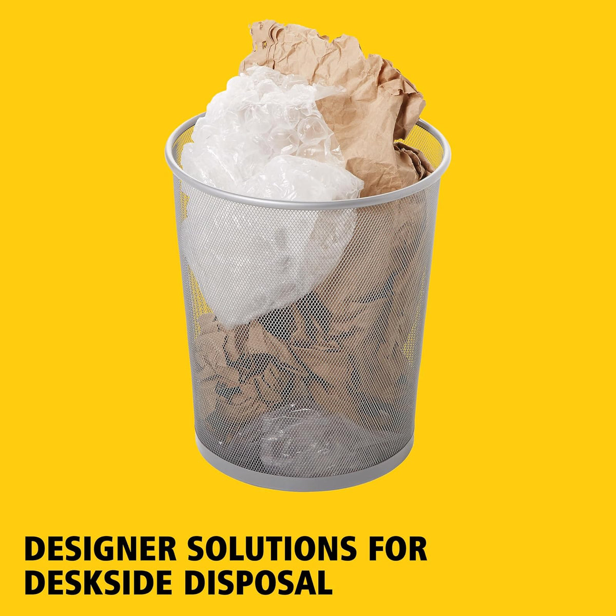 Rubbermaid Commercial Products Concept Collection - Papelera de malla metálica de 5 galones para debajo del computadora, papelera plateada para escuela, oficina, hogar, baño