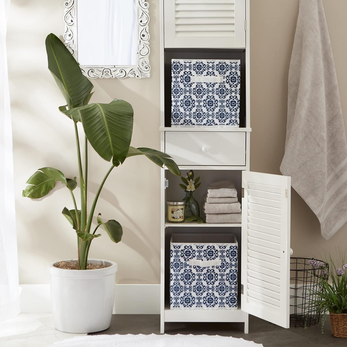 DII Cajas de Almacenamiento de Tela para guardería, oficinas, y organización del hogar, Desplaza, Nautical Blue, 11" Small - Set of 2, 1