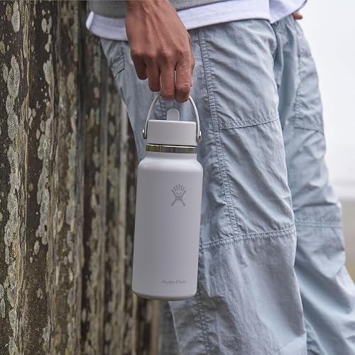 Hydro Flask - Botella de agua de acero inoxidable aislada, tapa ancha con popote, no derrama, a prueba de fugas en trillium rosa de 32 onzas