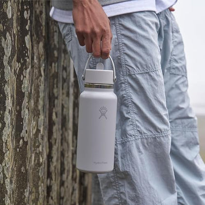 Hydro Flask - Botella de agua de acero inoxidable aislada, tapa ancha con popote, no derrama, a prueba de fugas en trillium rosa de 32 onzas