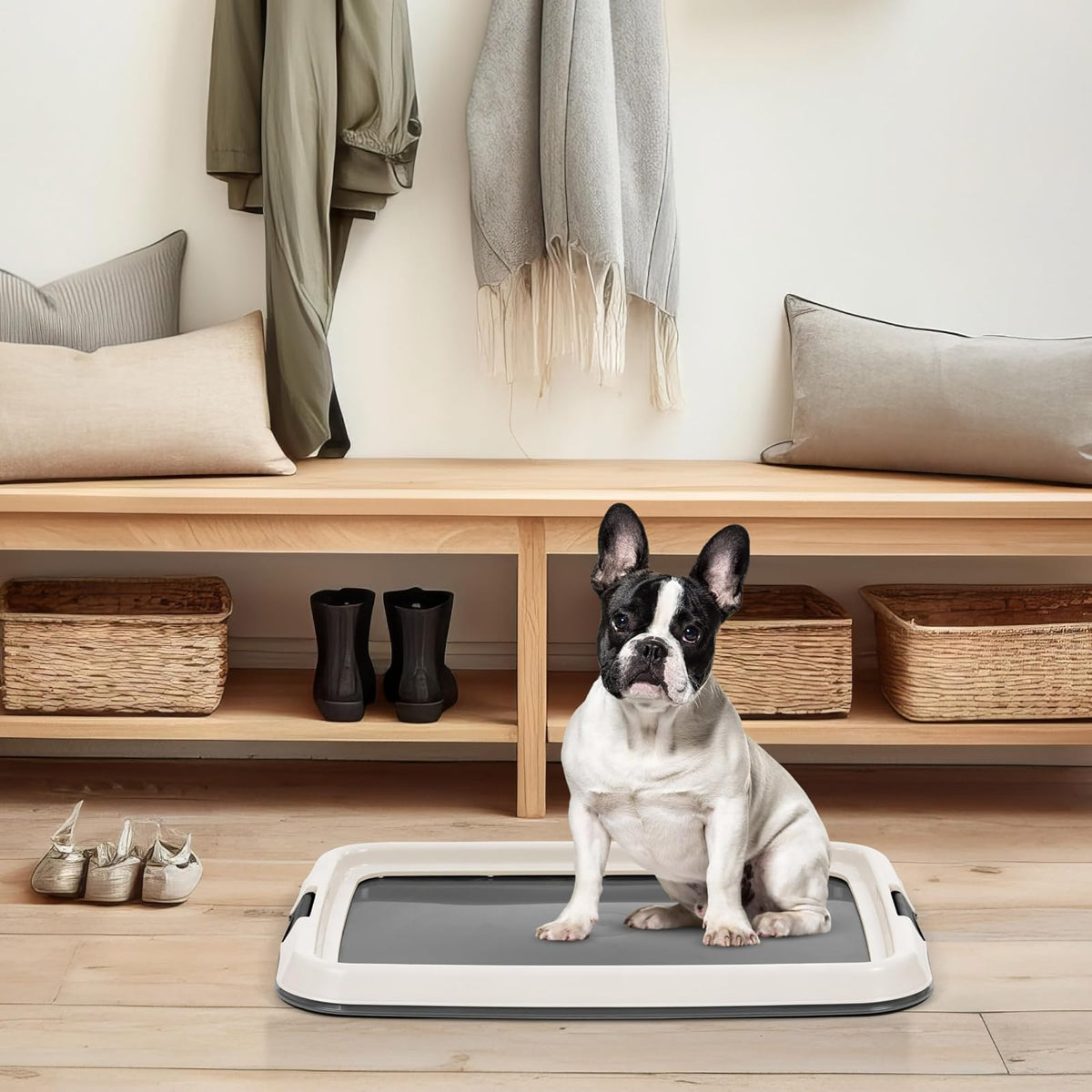 IRIS USA Soporte Tapete Absorbente 17x23 Gris Hecho en USA | Soporte para tapete de entrenamiento, mantiene pads en su lugar, diseño a prueba de fugas, cierres seguros y fácil limpieza