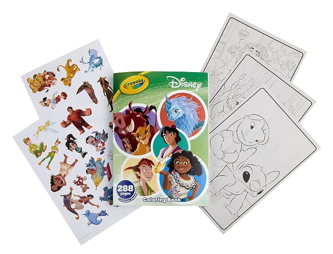 Crayola - Libro para colorear de animación de Disney con hojas de pegatinas, regalo para niñas y niños, a partir de 3 años