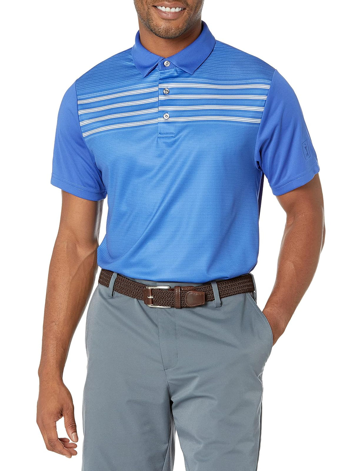 PGA TOUR Frontal Completo Lineal Camisa de Golf para Hombre