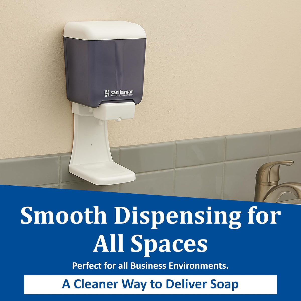 San Jamar Dispensador de jabón Manual de plástico clásico, dispensador desinfectante de Manos con compatibilidad Universal para el hogar, baño, Cocina, restaurantes, 30 onzas, Azul ártico