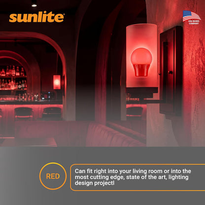 Sunlite 80148 Red LED A19 3 Watt Medium Base 120 Volt UL Listed LED Light Bulb, last 25,000 Hours