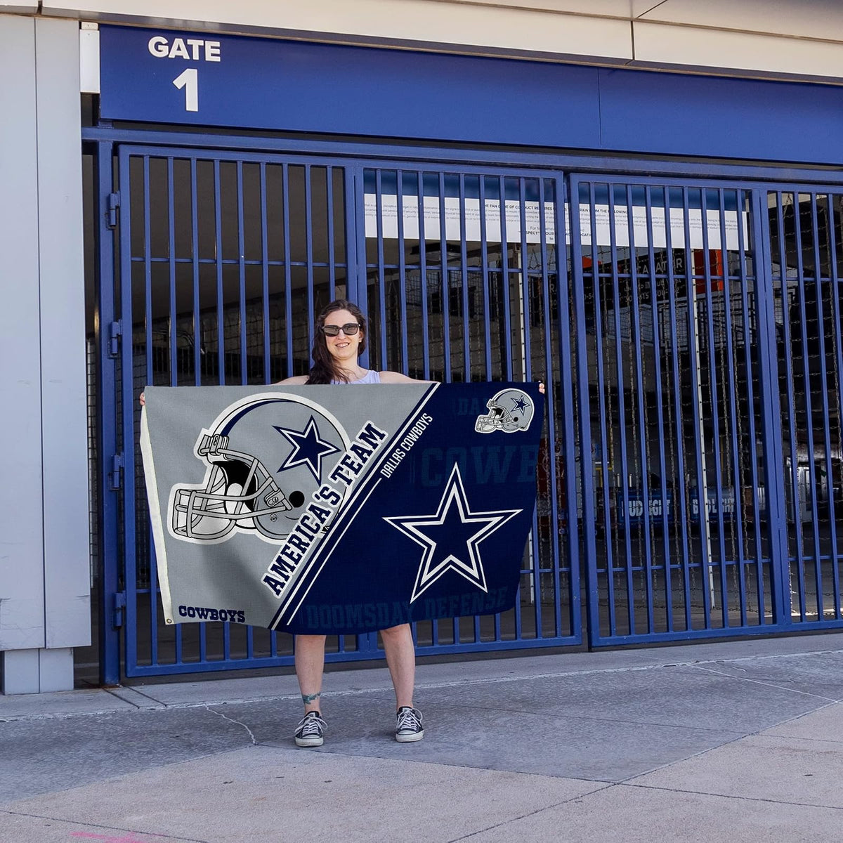 NFL Rico Industries Dallas Cowboys - Bandera de doble logotipo de 3 x 5 pies, bandera de 3 x 5 pies, bandera de una sola cara, interior o exterior, decoración del hogar