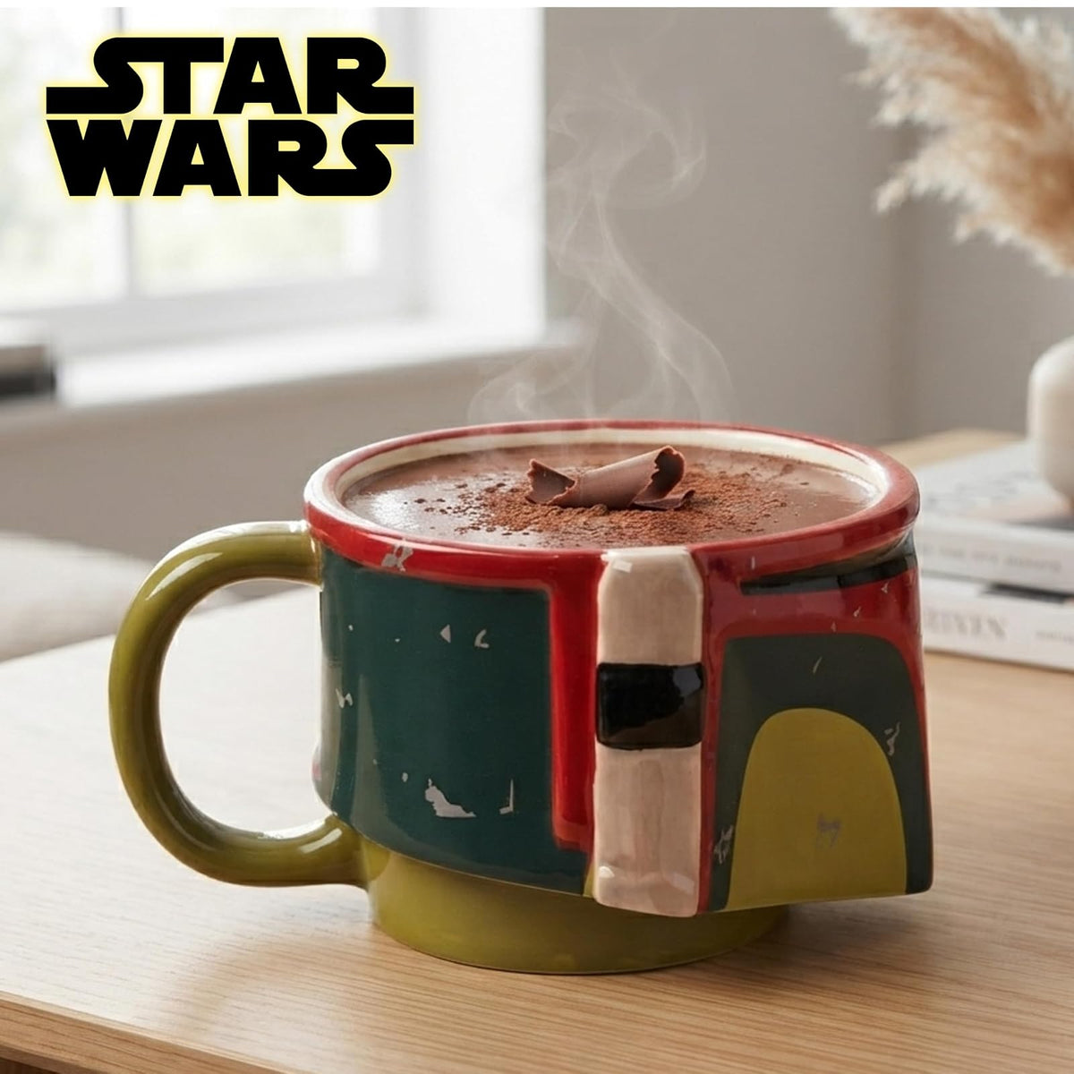 Silver Buffalo Star Wars Boba Fett's - Casco con cicatrices de batalla de cerámica 3D esculpida taza, 20 onzas
