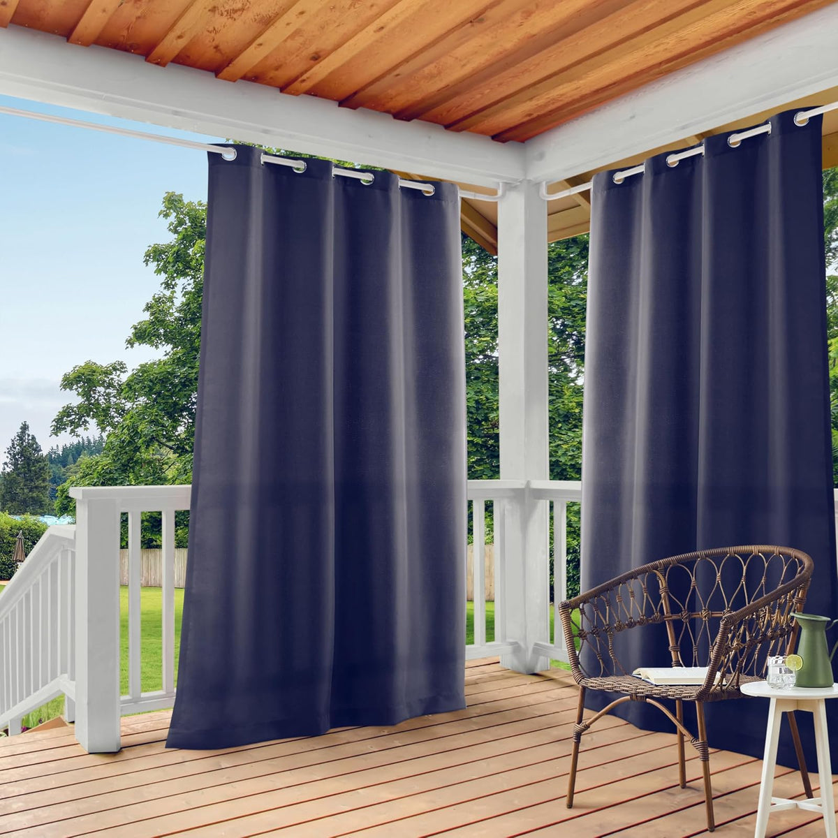 Exclusive Home Cortina para Interior/Exterior, Juego de 2 Paneles - Azul marino - 137.2An x 213.4Al cm (2 Paneles)