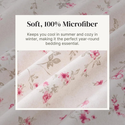 Modern Threads - Sábanas de Microfibra Suave y Sedosa sin Arrugas, lujosas sábanas de Microfibra Incluye sábana encimera, sábana Bajera con Bolsillos Profundos y Fundas de Almohada de Color Rosa