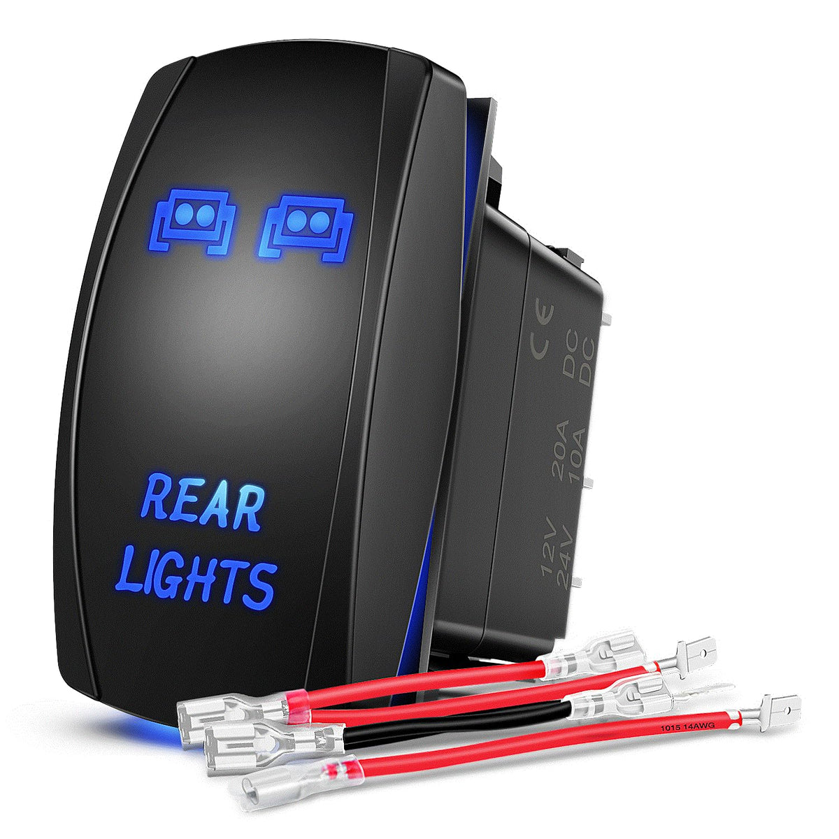 Nilight NI-RS05 Interruptor Basculante de Barra LED de 5 Pines, 20A/12V, Juego de Cables de Puente, Azul - Azul