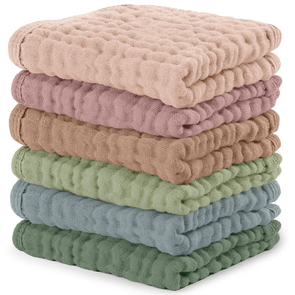 Comfy Cubs Toallitas de Muselina para Bebé, 6 Capas, Paquete de 10 - Paquete de 6 25x25 cm - Multicolor