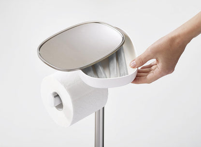 Joseph Joseph 70519 EasyStore Soporte para Papel higiénico y Cepillo de Inodoro Flexible con Estante y cajón, Acero Inoxidable