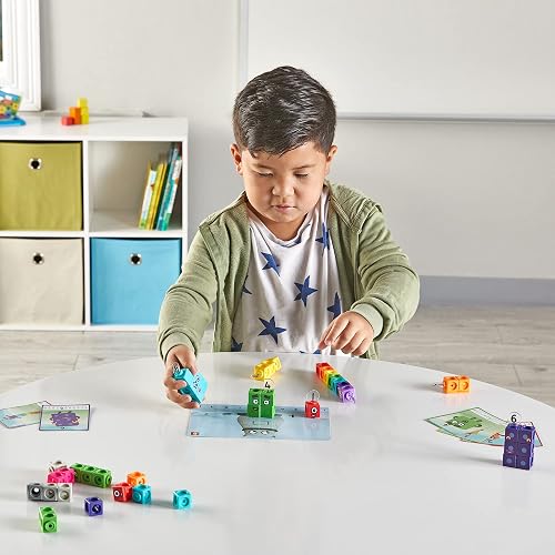Hand2mind MathLink Cubes Numberblocks 1-10 Juego de Actividades, Actividades de Aprendizaje Preescolar, Bloques de construcción para niños, Contadores de matemáticas, Juguetes educativos