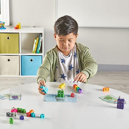Hand2mind MathLink Cubes Numberblocks 1-10 Juego de Actividades, Actividades de Aprendizaje Preescolar, Bloques de construcción para niños, Contadores de matemáticas, Juguetes educativos