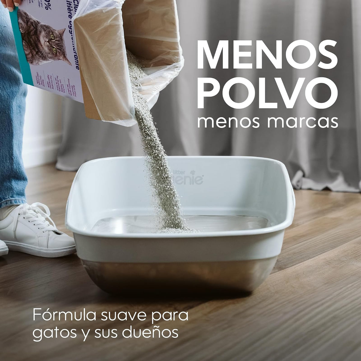 Litter Genie Arena aglutinante Ligera sin Fragancia Light para Gatos, 8.4 kg | Arcilla Natural 20% más Ligera | Aglutinación rápida, Control de olores, sin Polvo