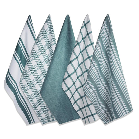 DII Juego de 5 Toallas para Platos, de Gran tamaño, ultraabsorbentes, de Lujo, para Uso Diario, 45.7 x 71.1 cm, Color Verde