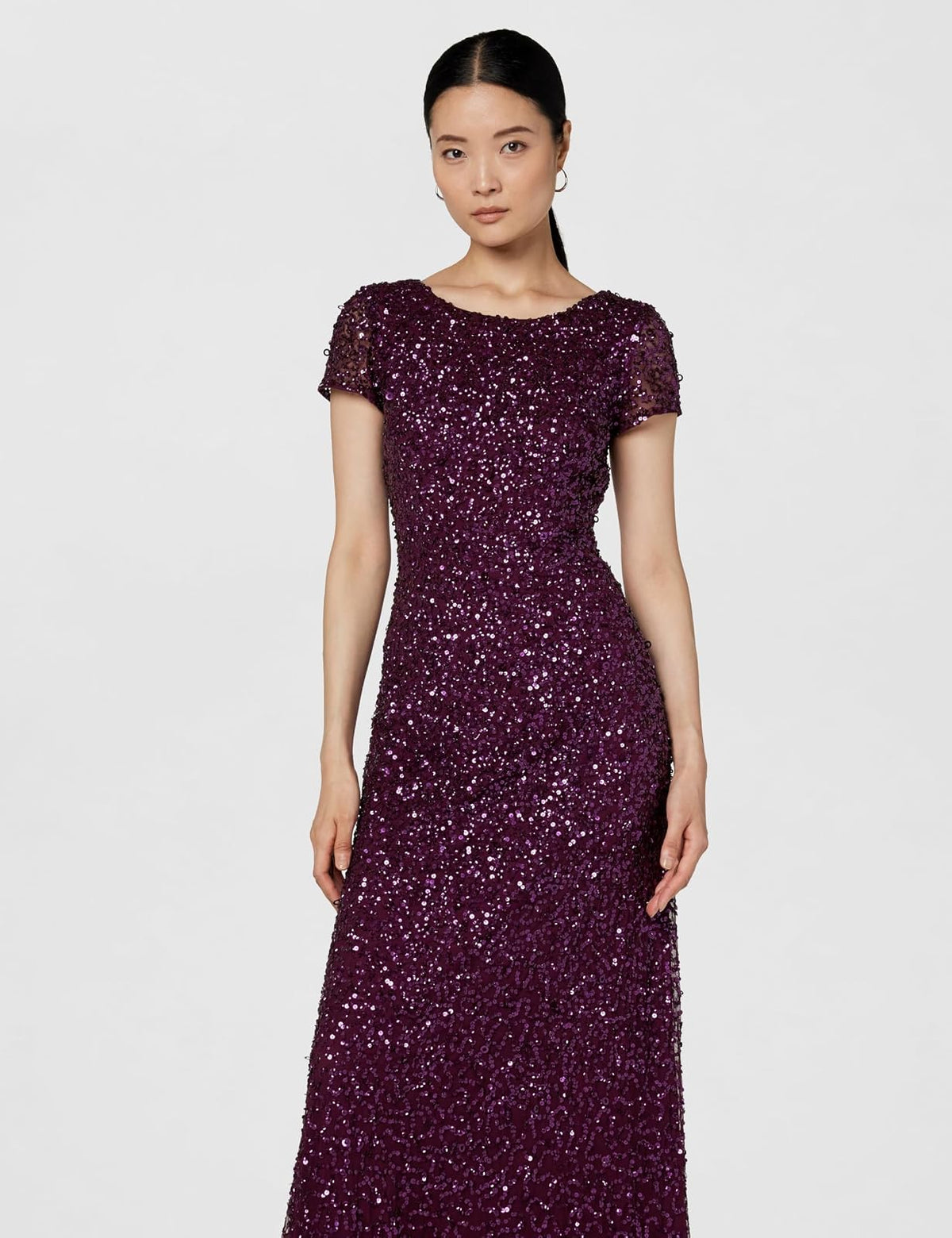 Adrianna Papell Vestido de Manga Corta con Lentejuelas. Vestido para Mujer