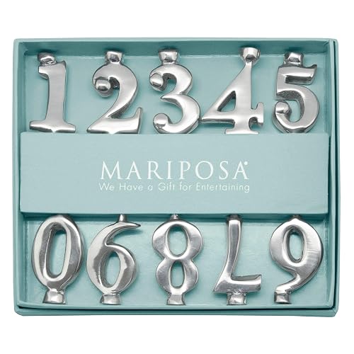 MARIPOSA - Juego de portavelas con números, Color Plateado, Brillante, Regalos, candelabros, Aluminio Fundido en Arena Reciclado, Hecho a Mano en México