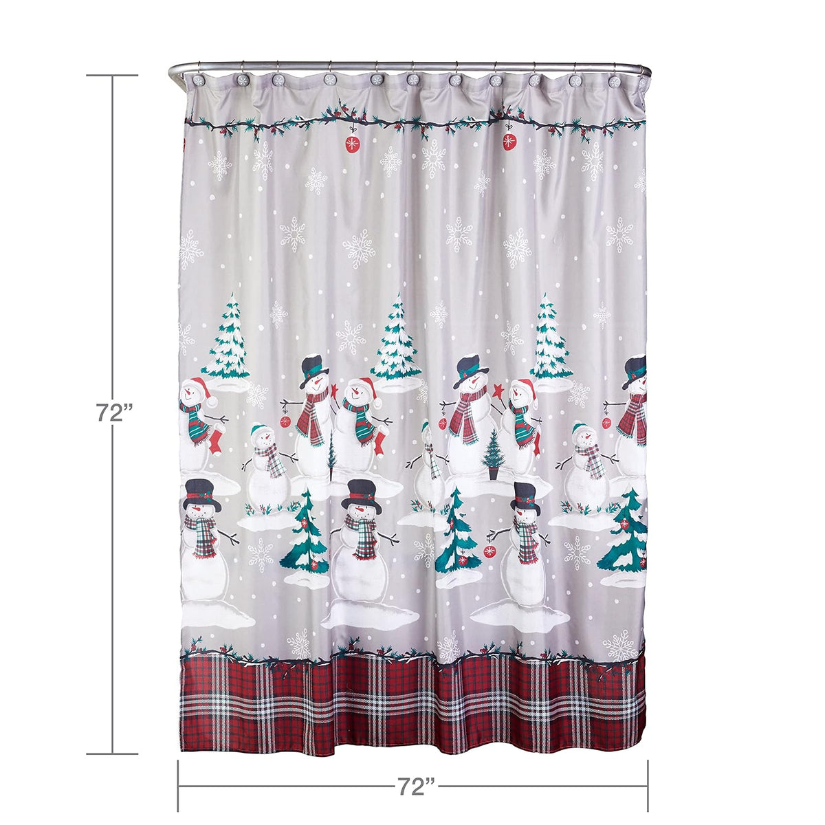 SKL Home - Cortina de Ducha con diseño de muñeco de Nieve para Navidad e Invierno, Juego de 12 Ganchos, Multicolor