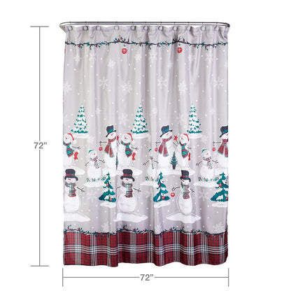 SKL Home - Cortina de Ducha con diseño de muñeco de Nieve para Navidad e Invierno, Juego de 12 Ganchos, Multicolor