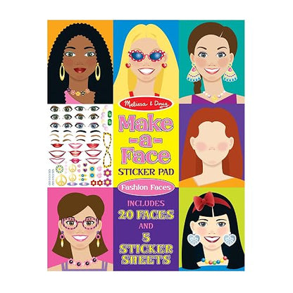 Melissa & Doug Conjunto de Autoadhesivos para Hacer Caras con 20 Caras y 250 Autoadhesivos con Rasgos y Accesorios, Estimula la Creatividad y las Habilidades Motoras Finas, para Todas las Edades