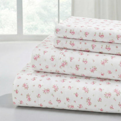 Modern Threads Estampadas Suave-Sábanas de Microfibra lujosas Juego Rosas, Algodón, Marfil, Completo