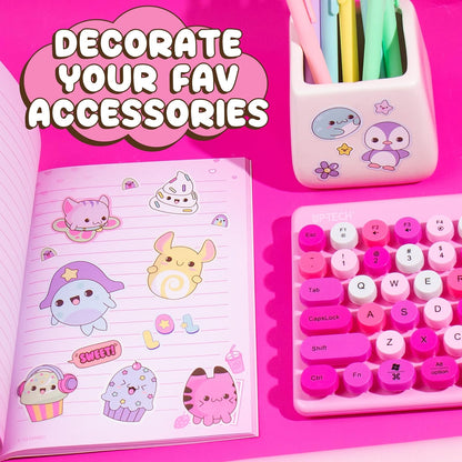 Just My Style - 1500 pegatinas Kawaii, libro de 43 páginas para álbumes de recortes, planificadores, letras de características, planificador feliz, portátil, calcomanías para botellas de agua para