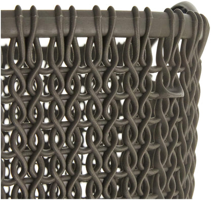 Curver - Set de 3 Canastas Knit, Juego de 3 Cestas De Plástico Estilo Ratán, L + S + XS, Organizadoras, Multiusos, Marrón