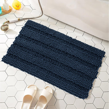 subrtex Alfombra de Baño Suave y Absorbente Alfombra de Ducha Microfibra Lavable Tapete (Azul Oscuro, 40×60cm+50×80cm)