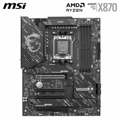 MSI X870 Gaming Plus WiFi V1 Motherboard, ATX-Compatible con procesadores AMD Ryzen 9000/8000/7000, AM5-60A SPS VRM, DDR5 Memory Boost 8200+ MT/s (OC), PCIe 5.0 x16 y 4.0 x16, M.2 Gen5, Wi-Fi 7. LAN