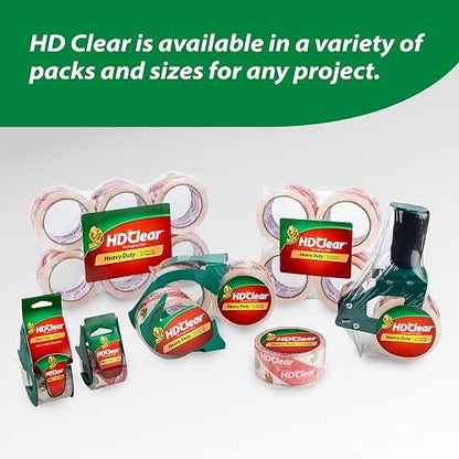 Duck Brand HD Cinta transparente de alto desempeño para embalaje, Rollo de 50 m, paquete de 6 (3 pulgadas de ancho)