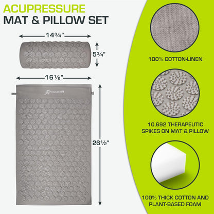 ProsourceFit Acupressure Mat and Pillow Set for Back/Neck Pain Relief and Muscle Relaxation
